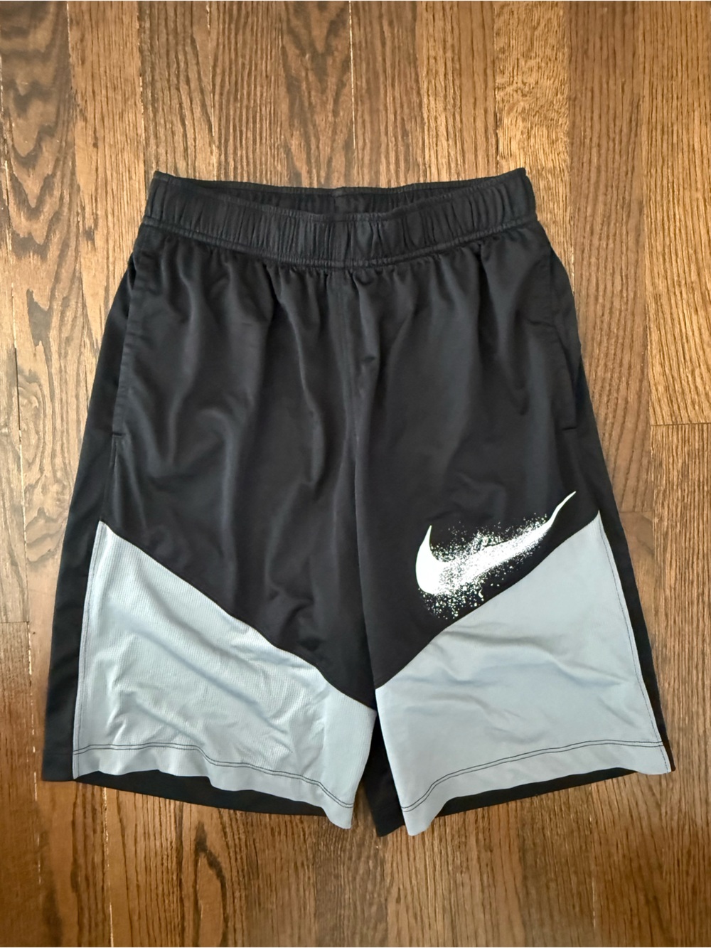 Nike Kid’s Black Athletic Shorts with Grey Panels